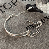 925 Silver Geometric Knot Bracelet Chain Minimalist Jewelry Gift