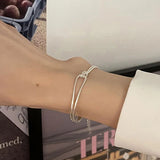 925 Silver Geometric Knot Bracelet Chain Minimalist Jewelry Gift
