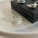 925 Silver Pearl Rings Geometric Design Adjustable Couple Ring