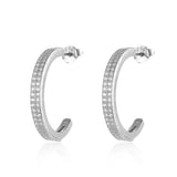925 Silver Geometric C Shape Earrings with Zircon for Women