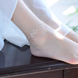 925 Sterling Silver Geometric Circle Bracelet Round Anklet