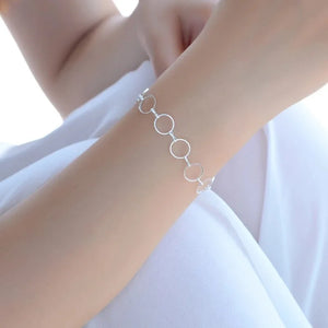 925 Sterling Silver Geometric Circle Bracelet Round Anklet