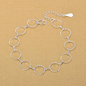925 Sterling Silver Geometric Circle Bracelet Round Anklet