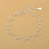 925 Sterling Silver Geometric Circle Bracelet Round Anklet