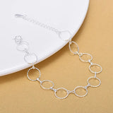925 Sterling Silver Geometric Circle Bracelet Round Anklet