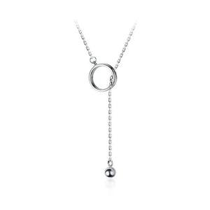 925 Silver Circle Tassel Necklace Multi Wear Collar Clavicle Chain