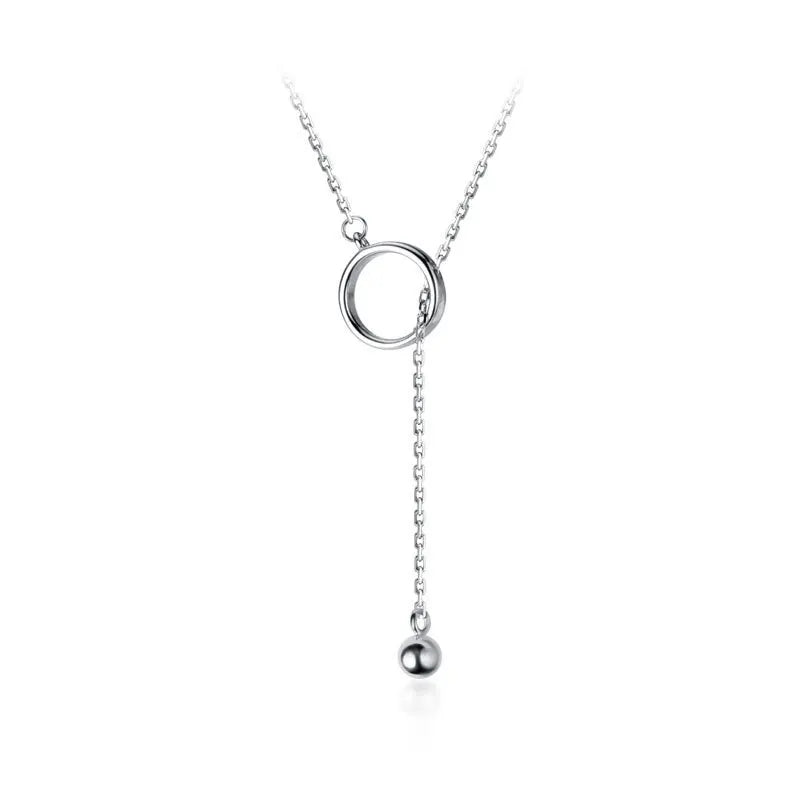 925 Silver Circle Tassel Necklace Multi Wear Collar Clavicle Chain