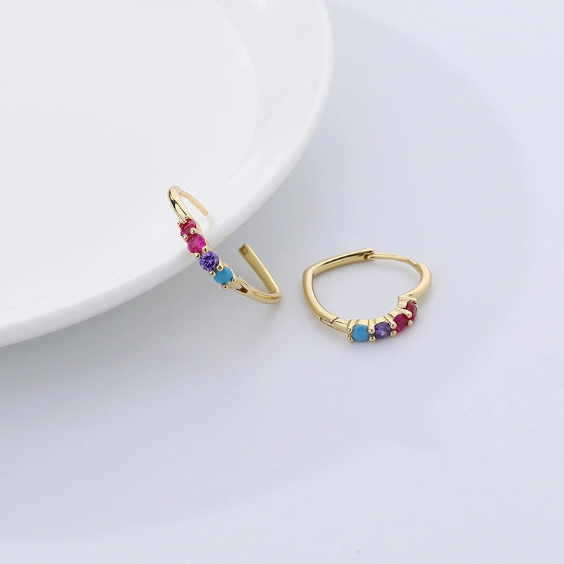 925 Silver CZ Heart Hoop Earrings, Wedding Party Jewelry