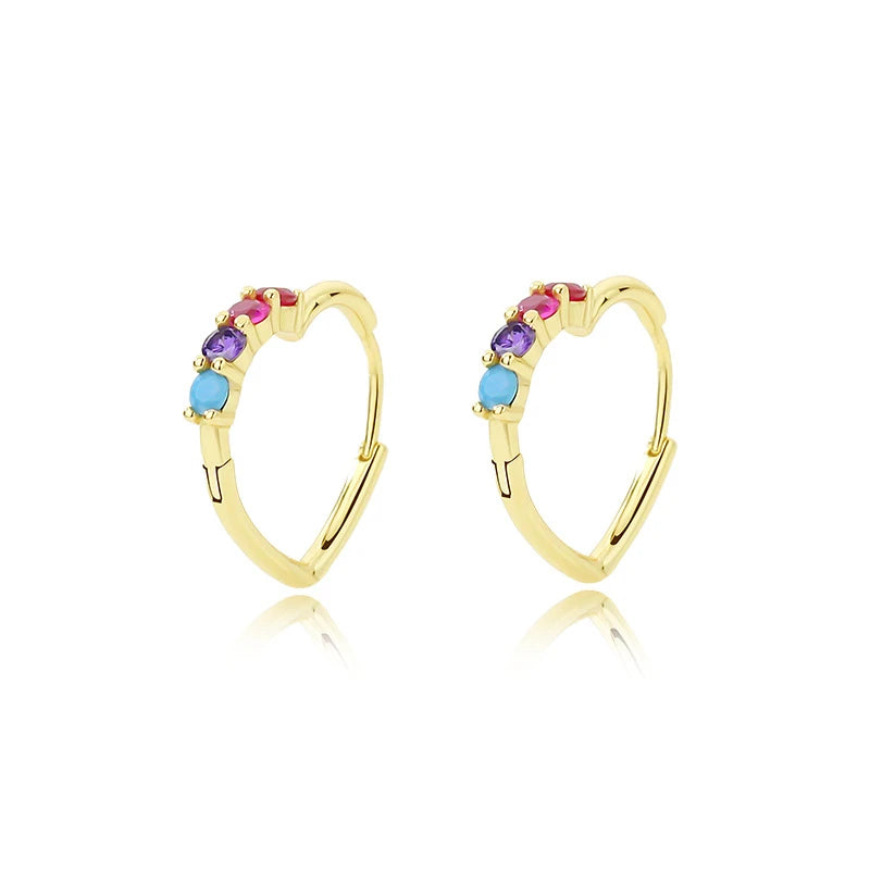 925 Silver CZ Heart Hoop Earrings, Wedding Party Jewelry