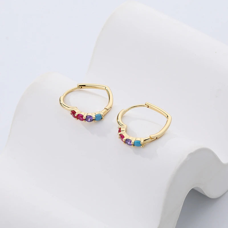 925 Silver CZ Heart Hoop Earrings, Wedding Party Jewelry