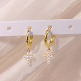 925 Silver Geometric Cross Hoop Earrings with CZ Zircon