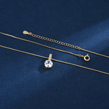 925 Silver Geometric Drop Zircon Choker Necklace