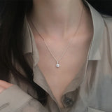 925 Silver Geometric Drop Zircon Choker Necklace