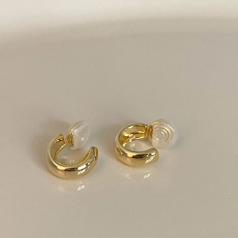 925 Silver Geometric Ear Clip Vintage C Shape Earrings