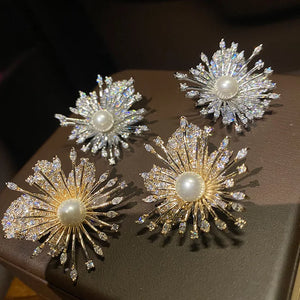 925 Silver Pearl Earrings Retro Wedding Ear Stud Fine Jewelry