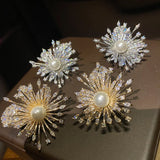 925 Silver Pearl Earrings Retro Wedding Ear Stud Fine Jewelry