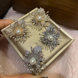 925 Silver Pearl Earrings Retro Wedding Ear Stud Fine Jewelry