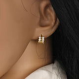 925 Silver Geometric Zircon Hoop Earrings Women Accessories