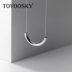 925 Silver Geometric Half Arc Pendants Choker Necklace for Women