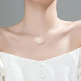 925 Silver Geometric Half Arc Pendants Choker Necklace for Women