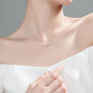 925 Silver Geometric Half Arc Pendants Choker Necklace for Women