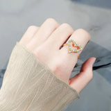 925 Silver Geometric Heart Pearl Adjustable Ring Women Party Jewelry