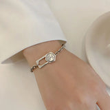 925 Silver Hexagonal Letter Bracelet Personality Punk Jewelry
