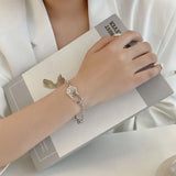 925 Silver Hexagonal Letter Bracelet Personality Punk Jewelry