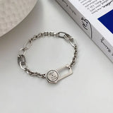 925 Silver Hexagonal Letter Bracelet Personality Punk Jewelry