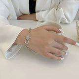 925 Silver Hexagonal Letter Bracelet Personality Punk Jewelry
