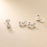 925 Silver Hollow Bow Shape Stud Earrings