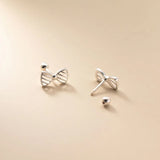 925 Silver Hollow Bow Shape Stud Earrings