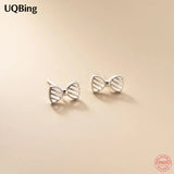 925 Silver Hollow Bow Shape Stud Earrings