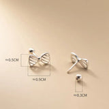 925 Silver Hollow Bow Shape Stud Earrings