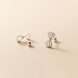 925 Silver Hollow Bow Shape Stud Earrings