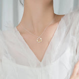 925 Silver Geometric Hollow Circle Necklace For Women