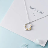 925 Silver Geometric Hollow Circle Necklace For Women