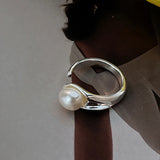 925 Silver Irregular Pearl Ring Bohemian Adjustable Antique Jewelry