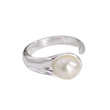925 Silver Irregular Pearl Ring Bohemian Adjustable Antique Jewelry