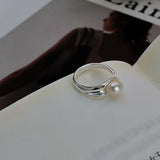 925 Silver Irregular Pearl Ring Bohemian Adjustable Antique Jewelry