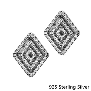 925 Silver Geometric Lines Stud Earrings DIY Women Earring Jewelry