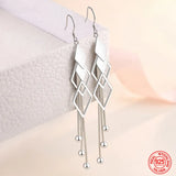 925 Silver Tassel Drop Earrings - Wedding Jewelry