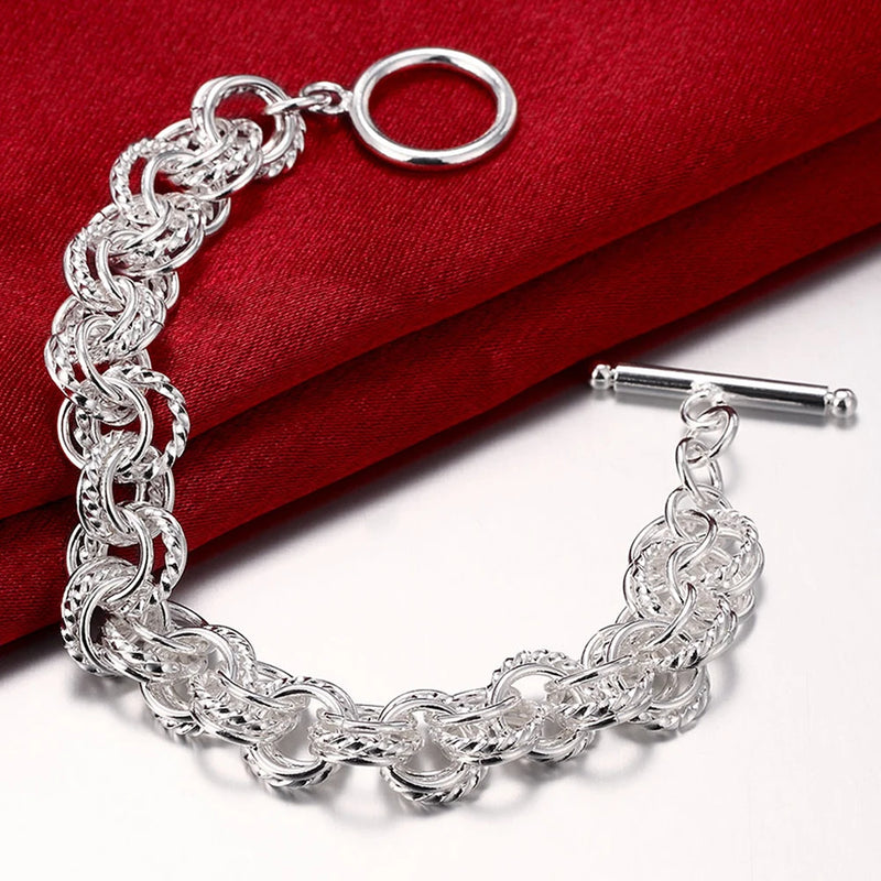 925 Silver Circle Chain Bracelet for Wedding Party