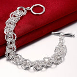 925 Silver Circle Chain Bracelet for Wedding Party
