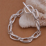 925 Silver Geometric Circle Chain Bracelet Wedding Jewelry