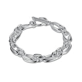 925 Silver Geometric Circle Chain Bracelet Wedding Jewelry