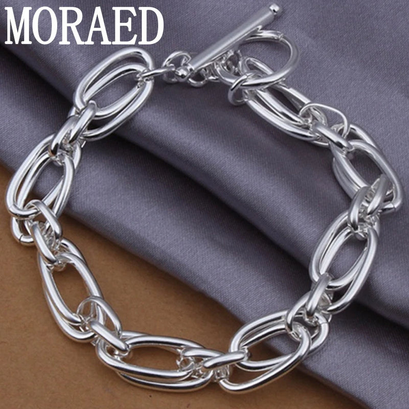 925 Silver Geometric Circle Chain Bracelet Wedding Jewelry