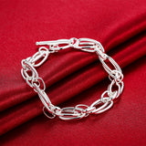925 Silver Geometric Circle Chain Bracelet Wedding Jewelry