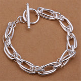 925 Silver Geometric Circle Chain Bracelet Wedding Jewelry