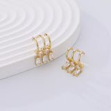 925 Silver Geometric Multilayer Drop Earrings Square Crystal Zircon Dangle